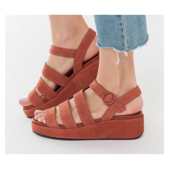 Camper Shoes - Camper Misia Suede Leather Strappy Plaform Sandal Burnt Orange Size 41/ 11